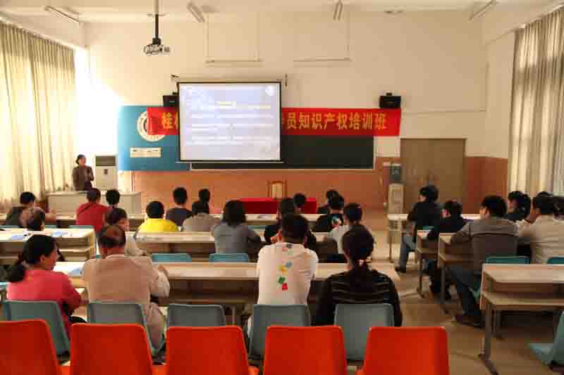 馬所長在為中小學輔導員講授專利基礎知識
